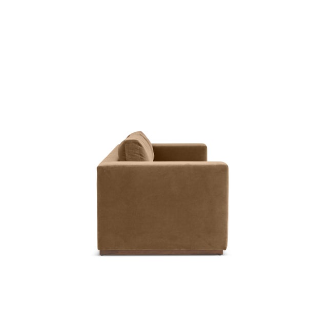 Modern Lincoln Sofa, Toffee Performance Velvet For Sale - Image 3 of 5