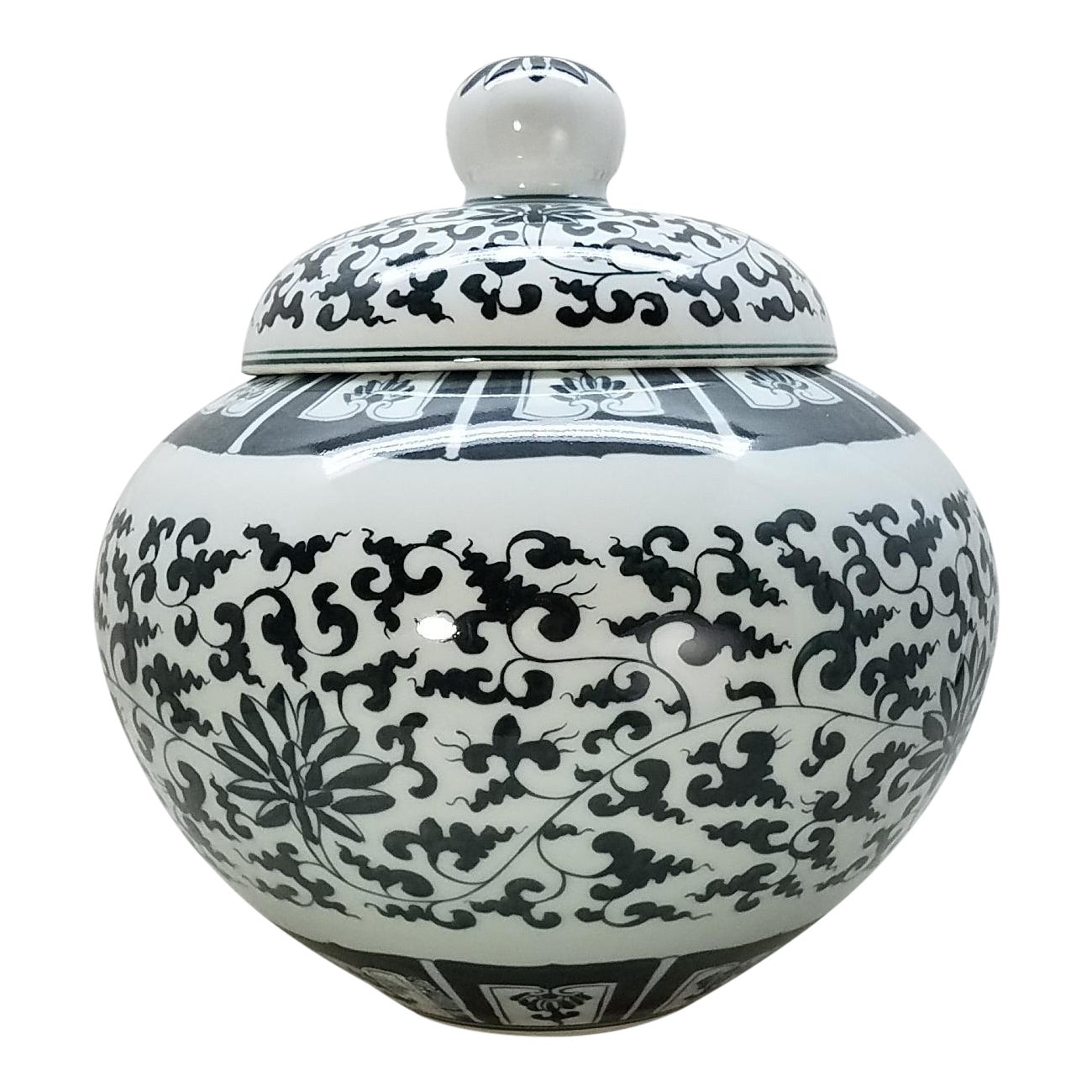 Williams Sonoma Black & White Ginger Jar Chairish