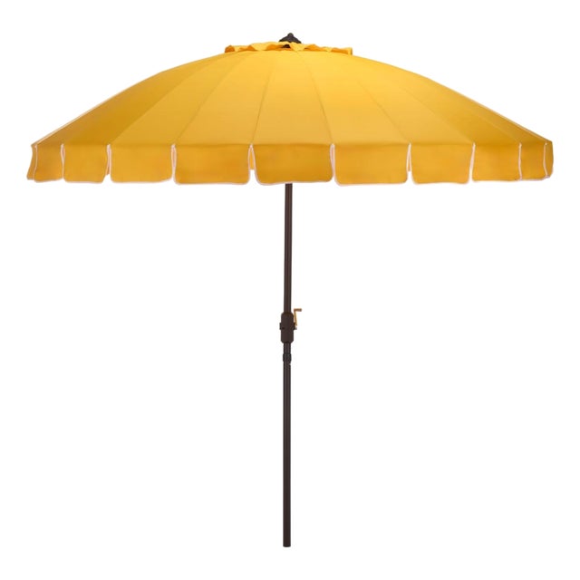 Panza 9 Ft Crank Umbrella, Yellow/Brown Pole For Sale