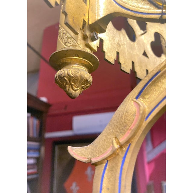 19th Century Italian Neo-Gothic Gilt Bronze and Enameld 12-Ligh Chandelier For Sale - Image 14 of 18