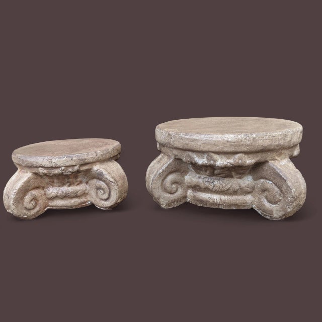 Vintage Neoclassical Corinthian Column Scroll Risers Pedestal Stands- A ...