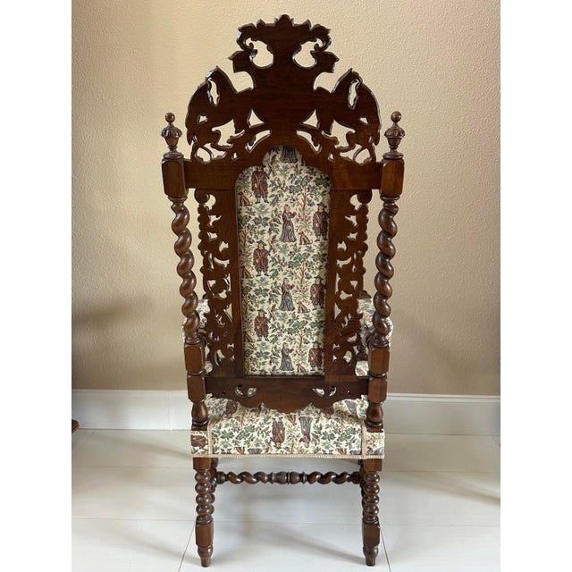 Mid 19th Century Circa 1860 French Louis XIII Carved Oak Griffin & Lion Throne Armchair For Sale - Image 5 of 13