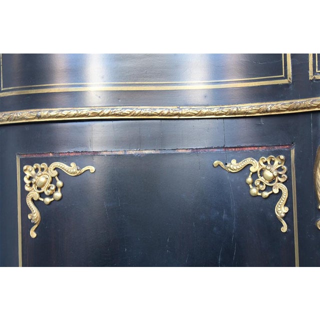 Metal Napoleon III Black and Gilt Boulle Cabinet, 1860s For Sale - Image 7 of 18