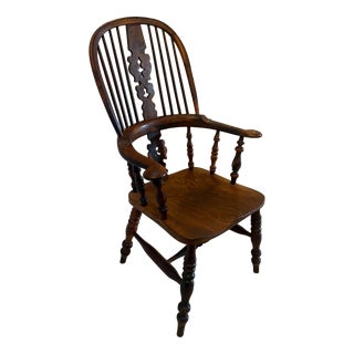 Antique English Yew Wood Windsor Hoop Back Armchair, 1860 For Sale