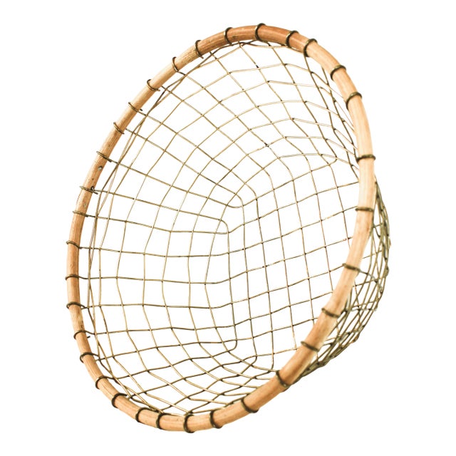 French Woven Wire Brioche Bun Basket/Gold For Sale