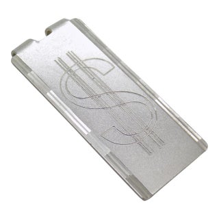 Vintage Italian Handmade Genuine Sterling Silver 925 Engraved Money Clip With "$" For Sale