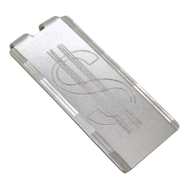 Vintage Italian Handmade Genuine Sterling Silver 925 Engraved Money Clip With "$" For Sale