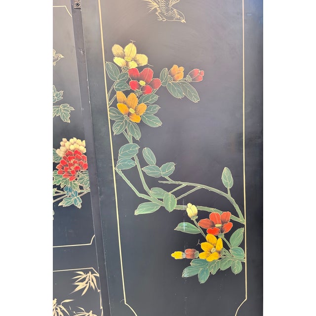 Mid 20th Century Chinese Wood Screen With Hardstones | Chairish