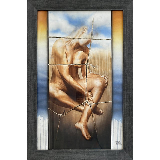 Wood Hernán Sosa Nude Watercolor Painting on Paper Framed Under Glass For Sale - Image 7 of 7