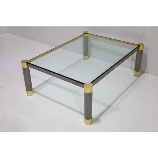 Karl Springer Signed Karl Springer Gunmetal and Brass Cocktail Table, 1970s For Sale - Image 4 of 10