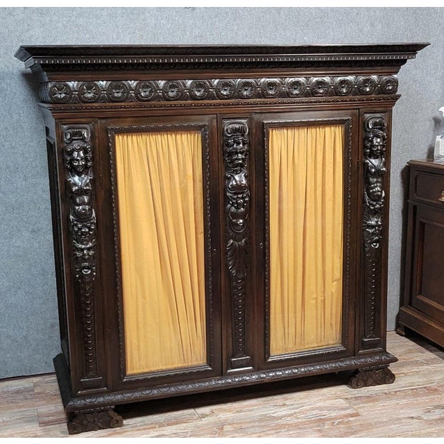 Italian Library with Renaissance-Style Caryatids in Blackened Wood, 1680s For Sale - Image 3 of 7