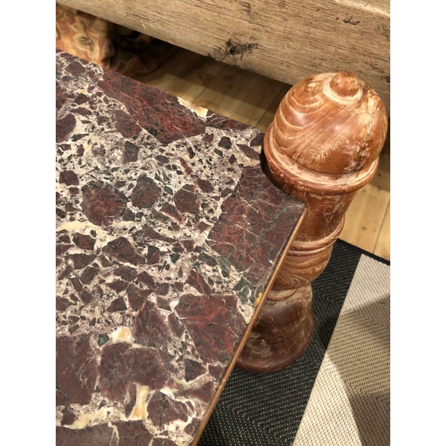 Anglo Indian Square Carved Wood & Marble Top Coffee Table For Sale - Image 12 of 12