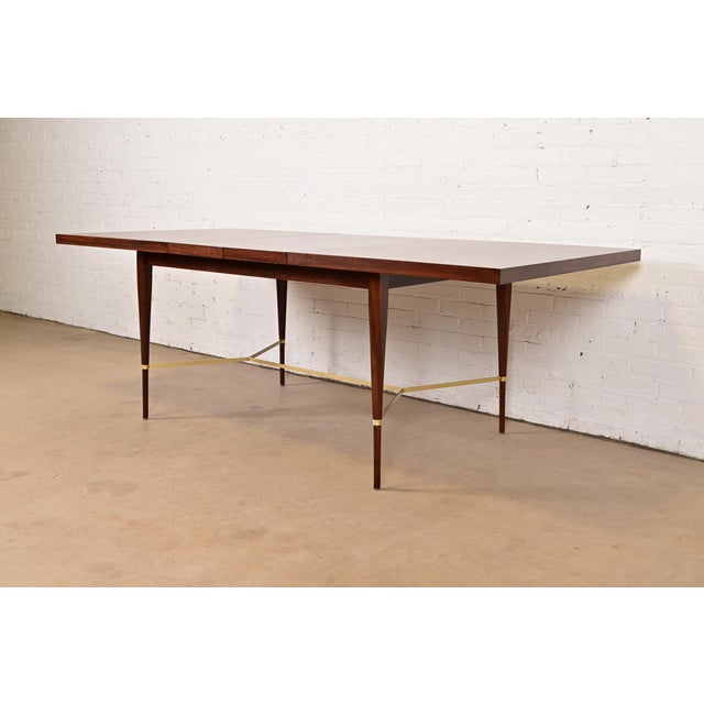 Calvin Paul McCobb for Directional Mahogany and Brass Extension Dining Table, Newly Refinished For Sale - Image 4 of 15