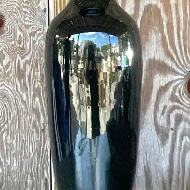 Vintage Boho Glazed Ceramic Tall Ming Vase For Sale - Image 10 of 13