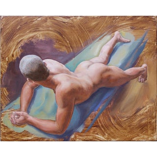 Whispering Hope by John Tarantola | Oil on panel Male figure lying on a surface, viewed from behind. For Sale