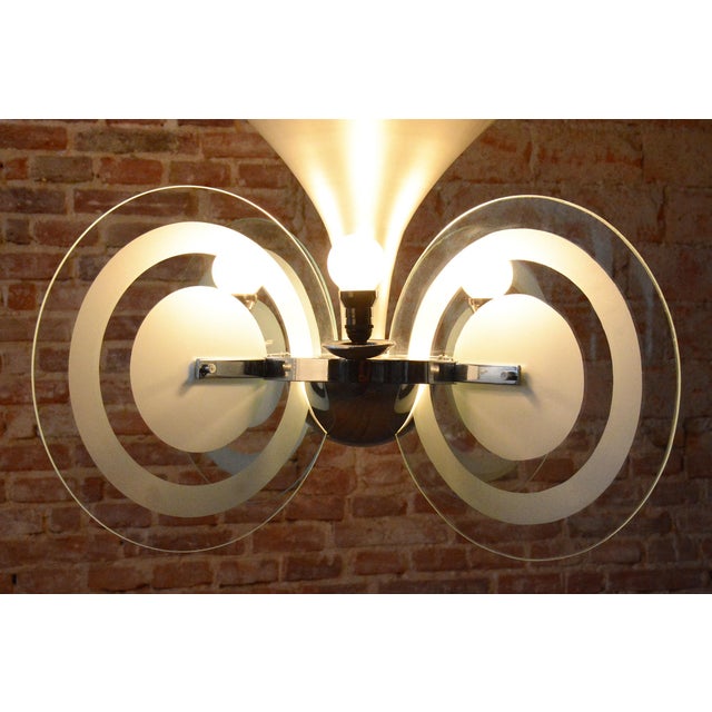 Bauhaus Chandelier in Chrome and Sandblasted Glass from F. Anýž, Czech, 1930s For Sale - Image 12 of 17