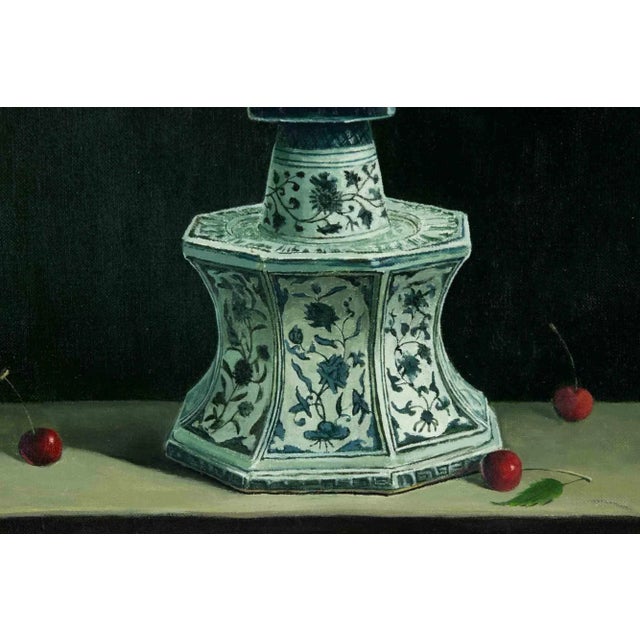 Red points is an oil painting realized in 2010s by Zhang Wei Guang (Mirror). Oil painting on canvas. Includes fram: 40 x 3...