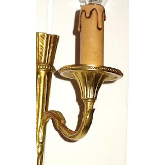 Metal Baroque Spanish Brass Wall Lamps, 1920s, Set of 2 For Sale - Image 7 of 8