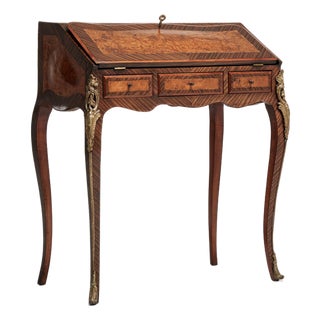 Louis XV Secretary Desk with Brass Accents, Rococo Style, France, 19th Century For Sale