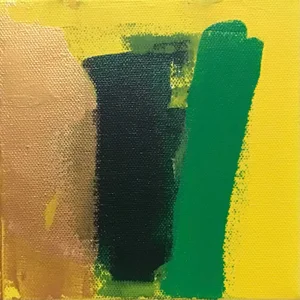 “Greens Yellow and Gold” Contemporary Abstract Painting on Stretched Canvas