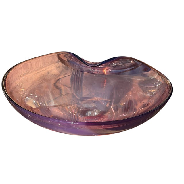 1960s 1960’s Large Purple Alfredo Barbini Murano Opalescent Italian Art Glass Bowl For Sale - Image 5 of 5