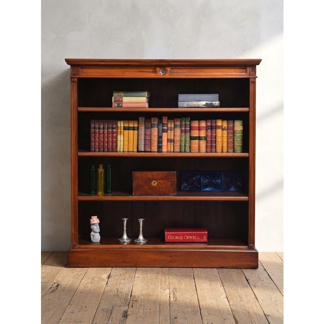 Antique Victorian Walnut Open Bookcase with Adjustable Shelves, 1880 For Sale - Image 18 of 18