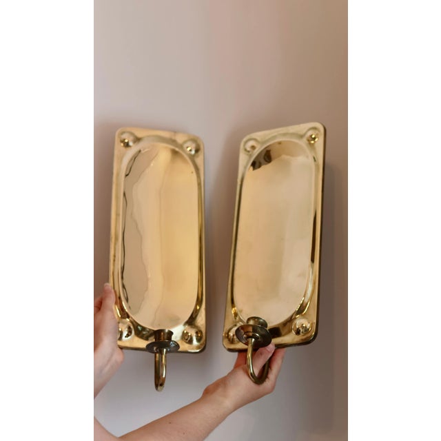 Mid-Century Swedish Brass Sconces, Set of 2 For Sale - Image 4 of 11