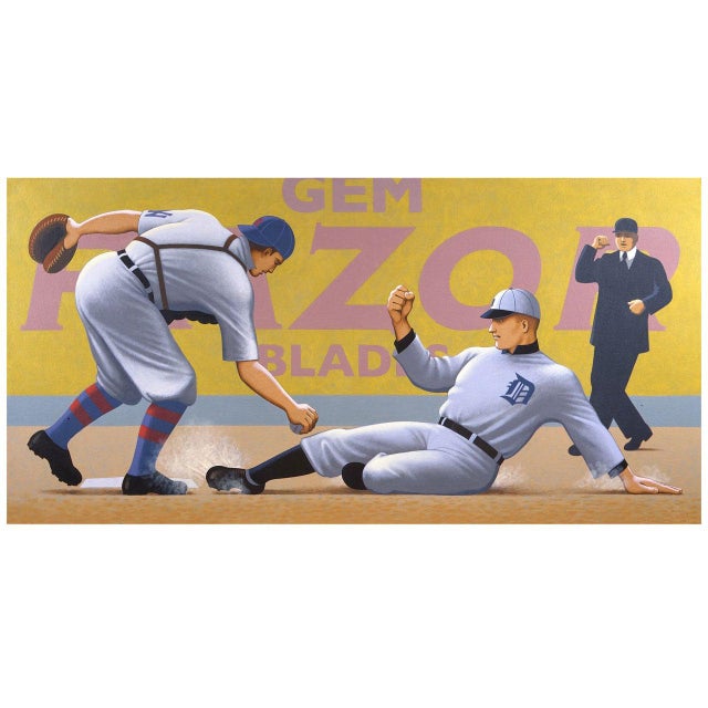 Ty Cobb Out At Home Plate Painting By Lynn Curlee
