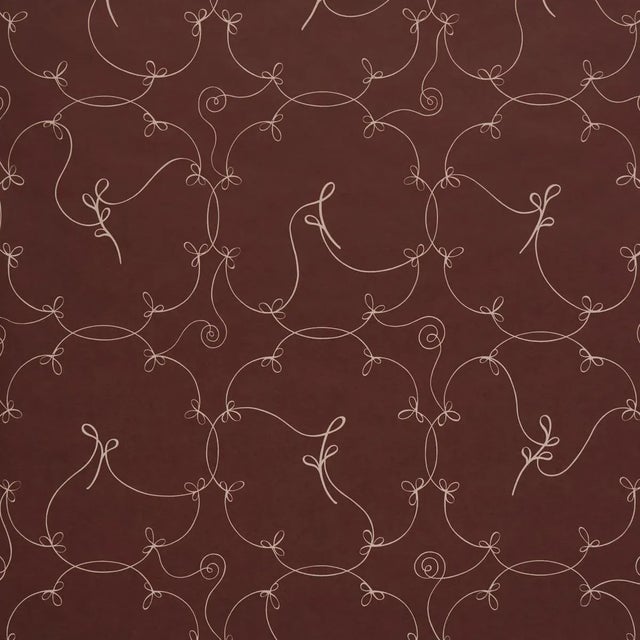 Schumacher X Backdrop Broderie Wallpaper In Bordeaux For Sale