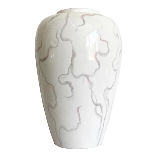 Italian Postmodern Cream With Colored Streak Vase For Sale