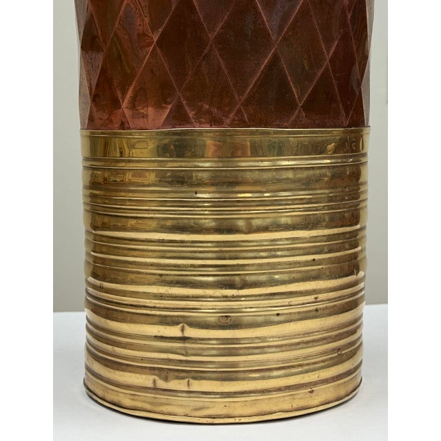 Vintage Brass and Copper Umbrella Stand For Sale - Image 9 of 9