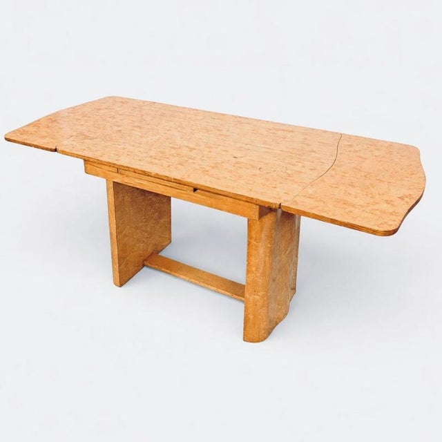 Art Deco Birds Eye Maple Draw Leaf Extending Dining Table, 1930s For Sale - Image 3 of 11