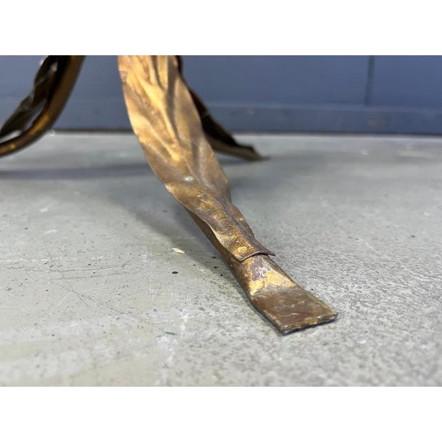Vintage Gilt Metal Flower Side Table, 1960s For Sale - Image 4 of 11