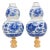 Chinese Blue & White Pottery Double Gourd Lamp Finials - a Pair For Sale