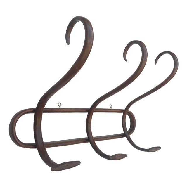 Vintage Bentwood Wall Coat Rack, 1950s For Sale