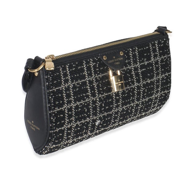 Contemporary Black White Beaded Pochette Tirette For Sale - Image 3 of 9
