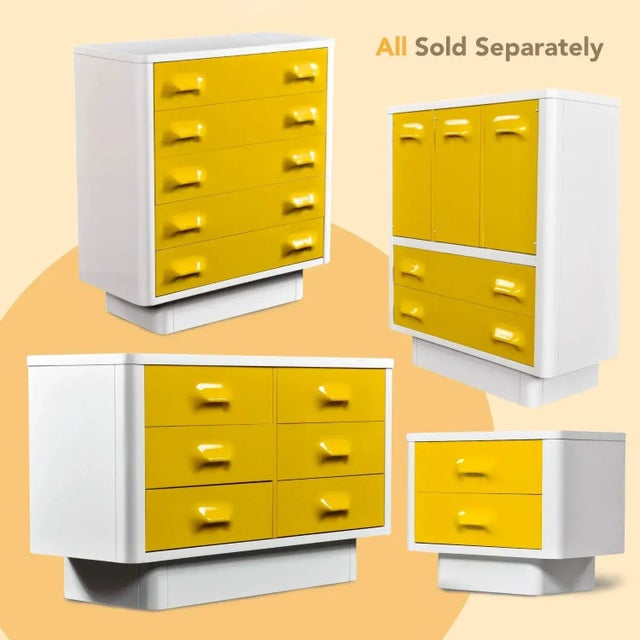 Wood Space Age Broyhill Chapter One Yellow and White Gentlemen's Chest Dresser For Sale - Image 7 of 15