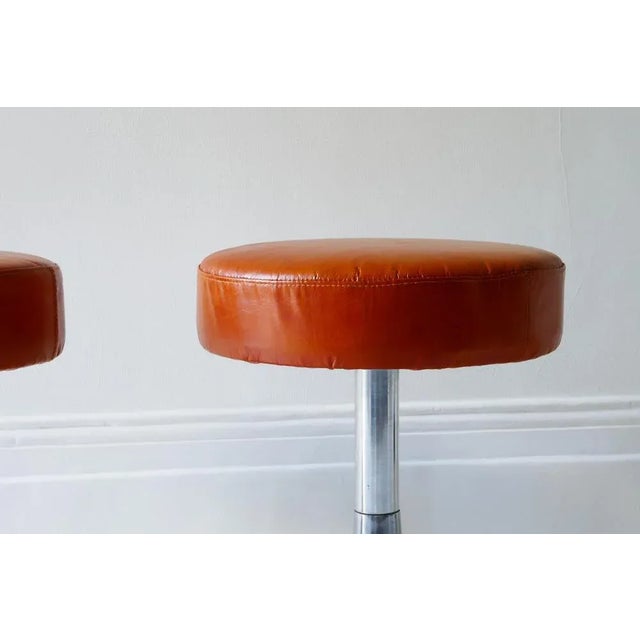 Set of Chrome and Leather Stools, Italy, 1970s For Sale - Image 4 of 8