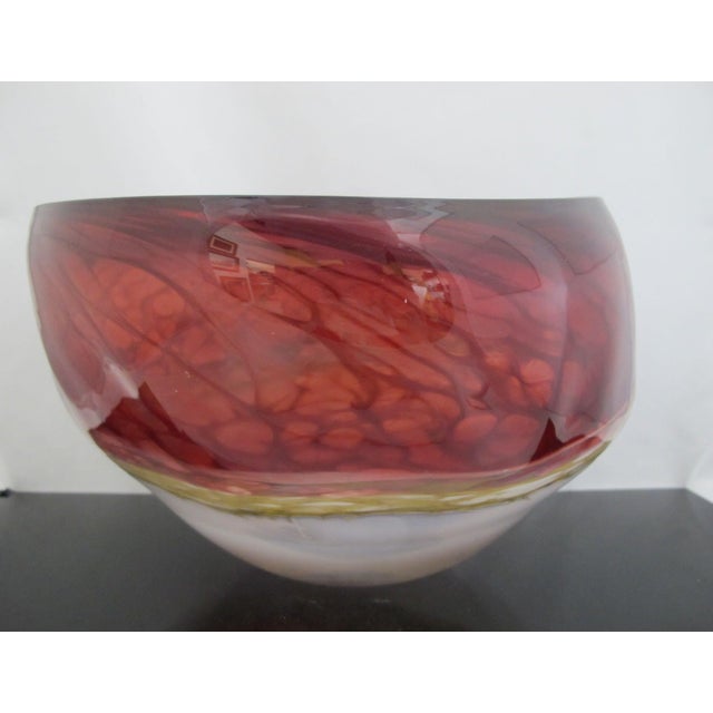 Tim Chilina (Contemporary, Portland, Oregon) hand-blown glass large decorative bowl. features a multi-layered design with...