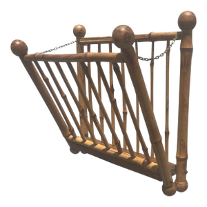 1950s Rattan Wall Shelf, Magazine Rack