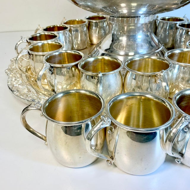 Metal 1940s Vintage Hollywood Regency Empire Towle Silver Plate Punch Bowl Set - 23 Pieces For Sale - Image 7 of 18