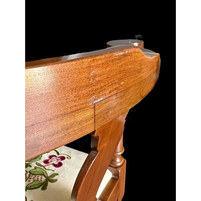 Virginia Craftsmen Corner Chair-Handstitched Crewel Seat-Colonial Style-Cottage For Sale - Image 6 of 11