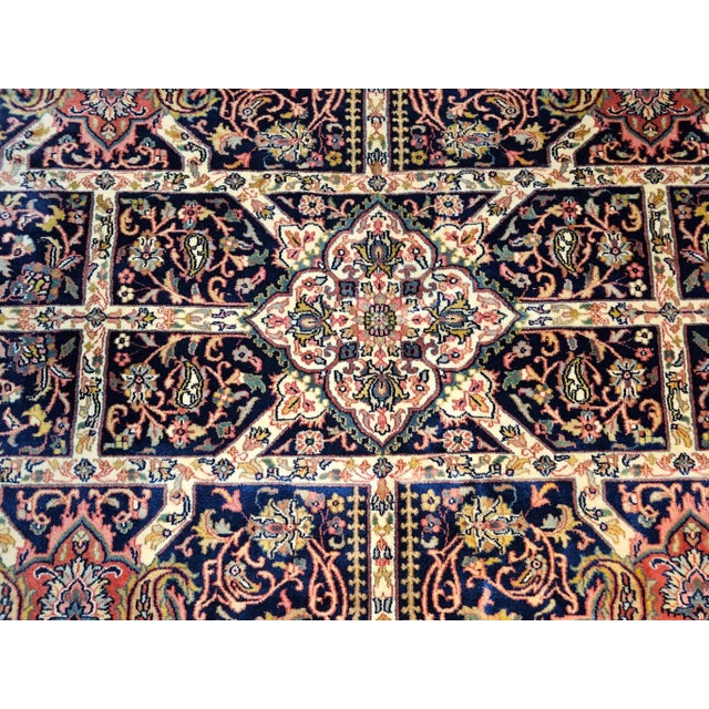 Vintage Kerman Style Room Size Rug, Handwoven Geometric Pattern, Navy & Burgundy, 8’ X 10’ For Sale - Image 11 of 12