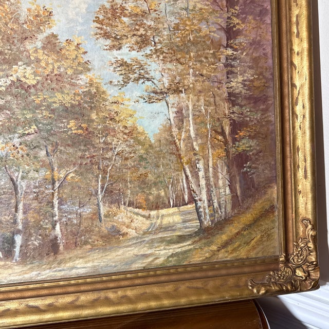 Wood Vintage Landscape Oil Painting on Board ~ Signed For Sale - Image 7 of 9