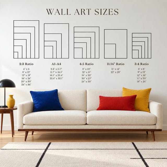 Blue Midcentury Modern Abstract Art Print – Blue, Red and Yellow Geometric Design, 16" X 24" For Sale - Image 8 of 8