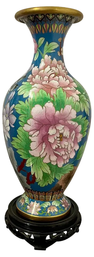 Large Chinese Cloisonné Vase with Birds and Floral Decorations, 1960s