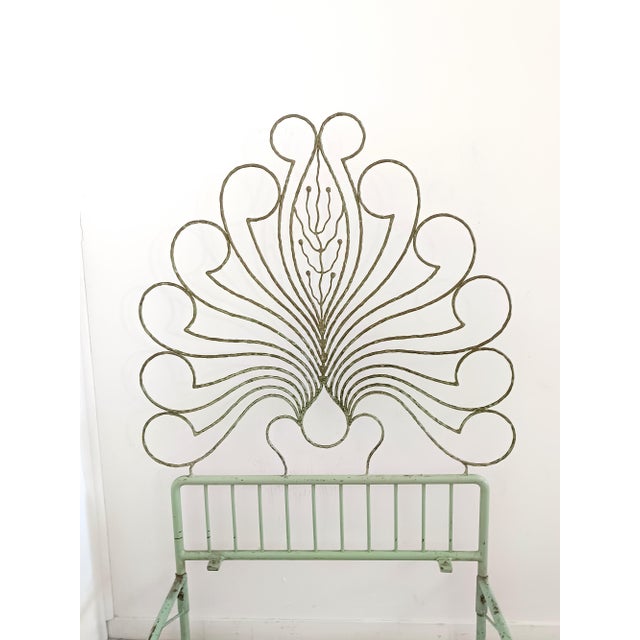 Metal Iron and Brass Single Bed Frame with Headboard, 1950s For Sale - Image 7 of 15