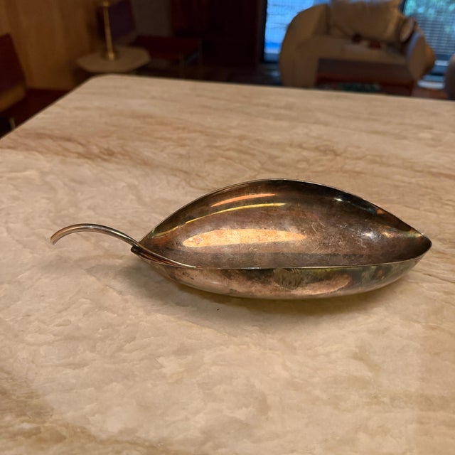 Christofle Gallia Lino Sabatini Silver-Plated Leaf-Shaped Dish Mid-Century Modern For Sale In San Diego - Image 6 of 16