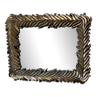 Monumental 20th Century Silvered Acanthus / Palm Frond Mirror For Sale