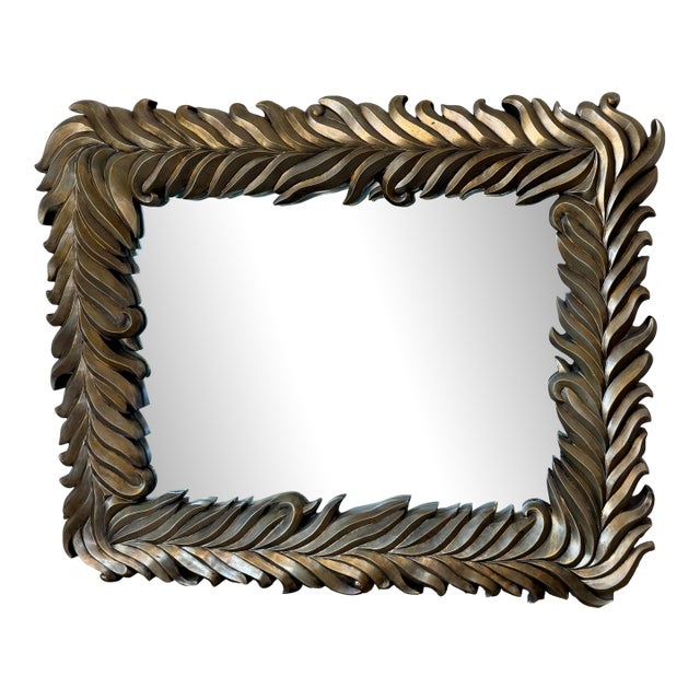 Stunning Late 20th Century Monumental Silvered Palm Frond Mirror For Sale